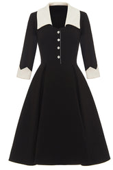 Vestido midi blanco y negro de corte A